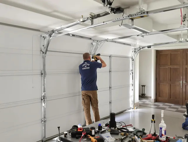 New London Garage Door Repair certified technician performing precision garage door repair in New London