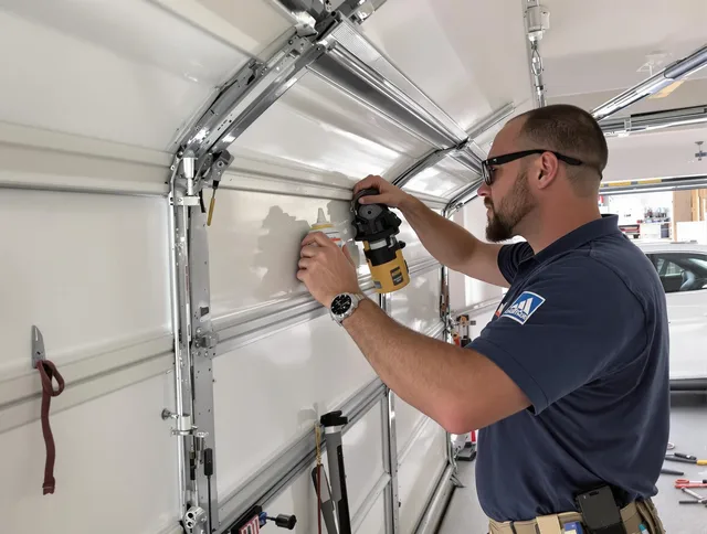 New London Garage Door Repair technician quieting a noisy garage door in New London